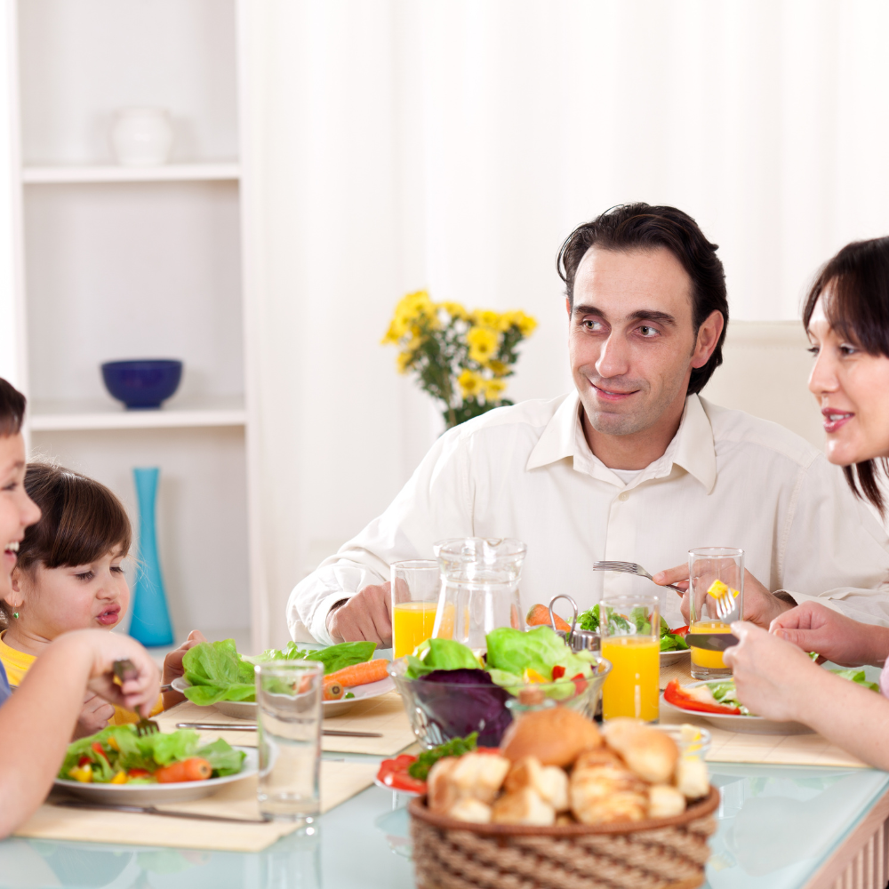 Family eating dinner together